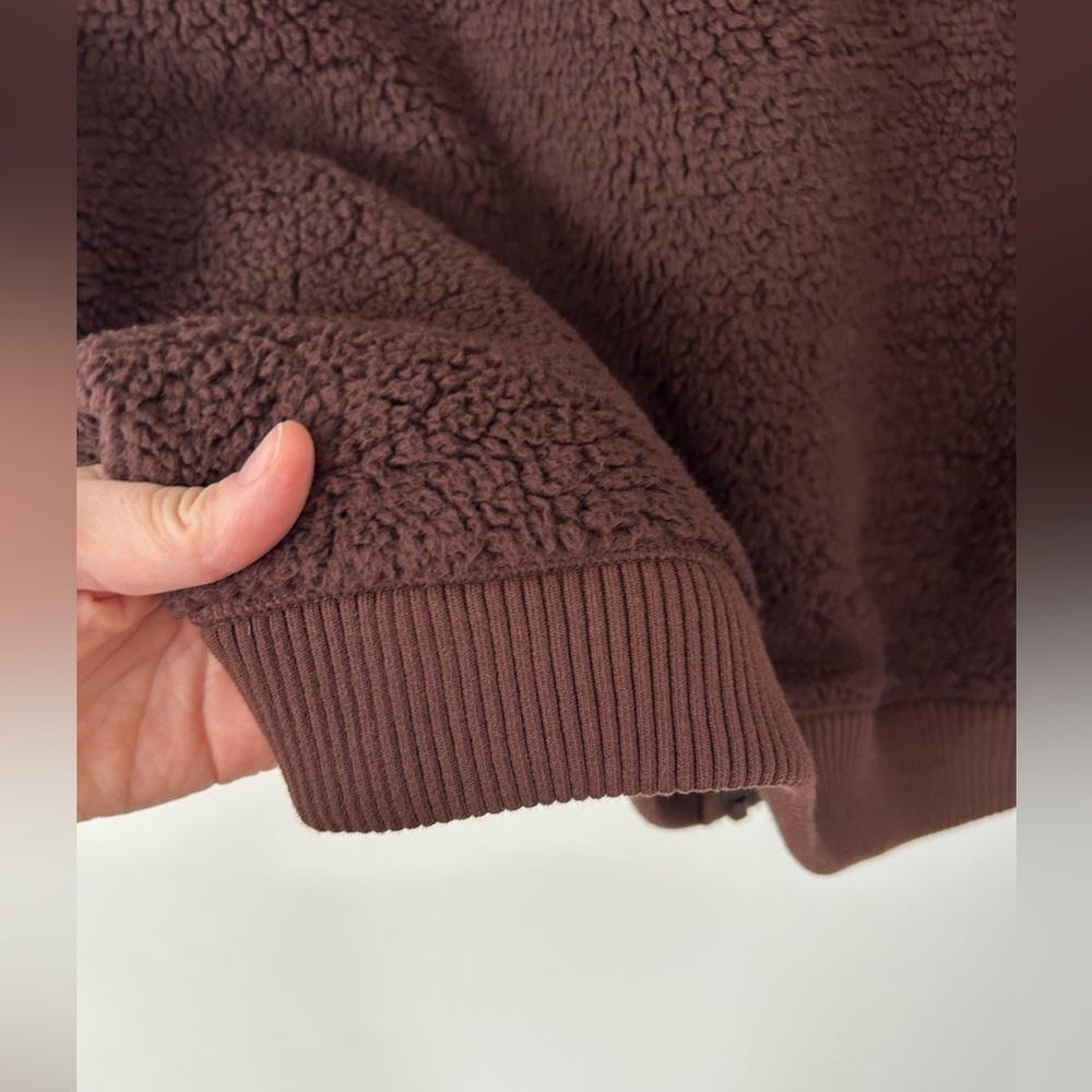 Athleta Coat Womens M Brown Full Zip Sherpa Tugga Jacket - Picture 12 of 12